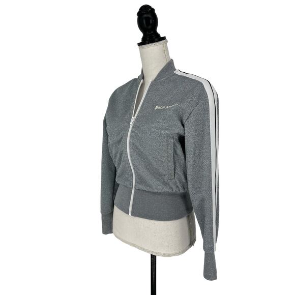 Palm Angels Glittery Lurex Bomber Striped Logo Track Jacket - Picture 9 of 15